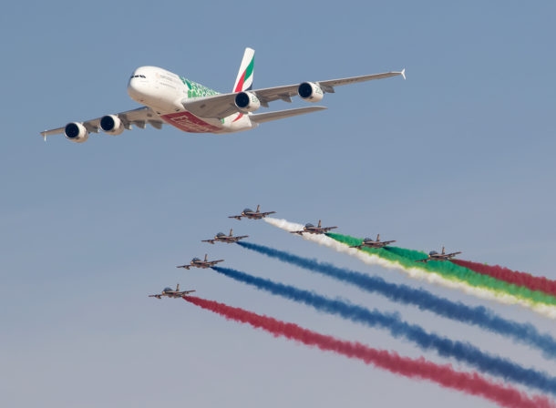 Emirates A380 with Al-Fursan