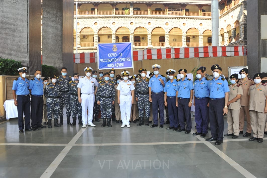 A group photo of the officers and medical staff of the covid19 vaccination at INHS Asvini.