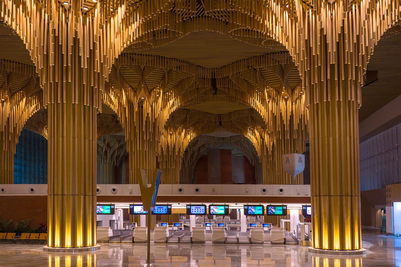 Guwahati Airport new terminal with bamboo design and vaulted roof