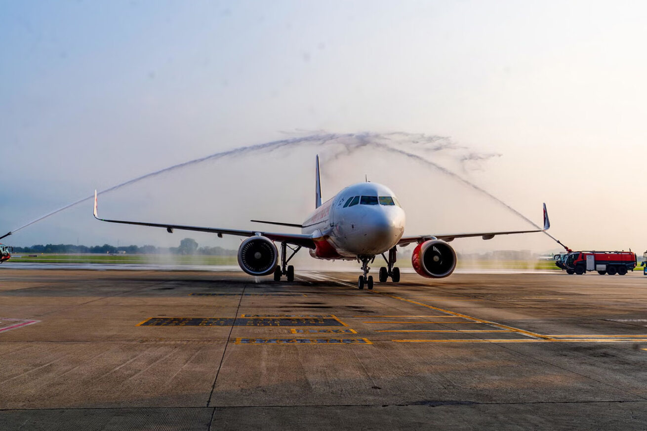 Air India Water Canon Salute at Hanoi